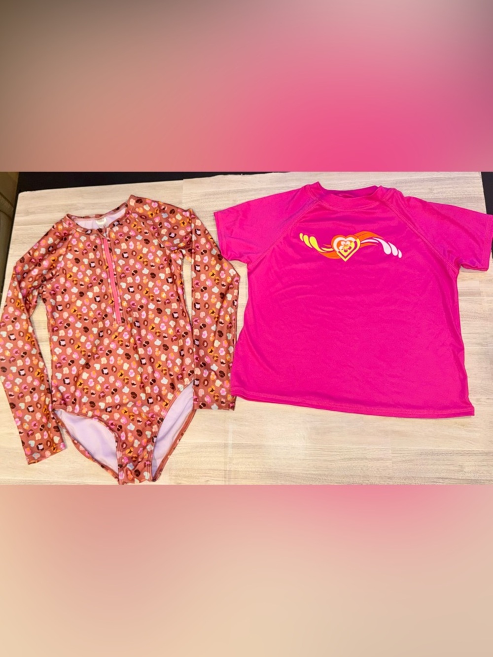Set of 2 - Rash Guard Swim Bathing Suits + FREE Swim Shirt! 👚 size 10-12 - Picture 2 of 11